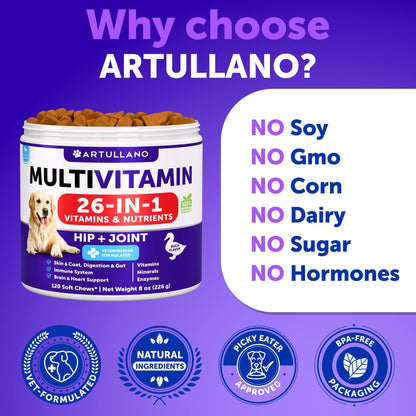 (2 Pack) Multivitamin Chewable with Glucosamine Treats for Dogs