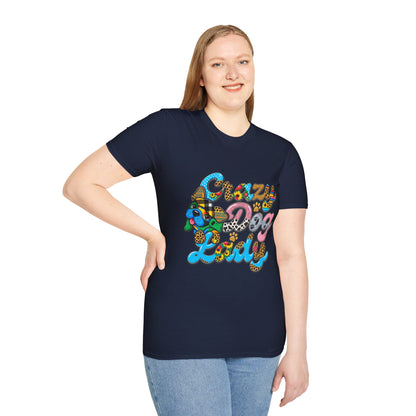 Crazy Dog Lady T-Shirt — Colorful Retro Dog Lover Tee