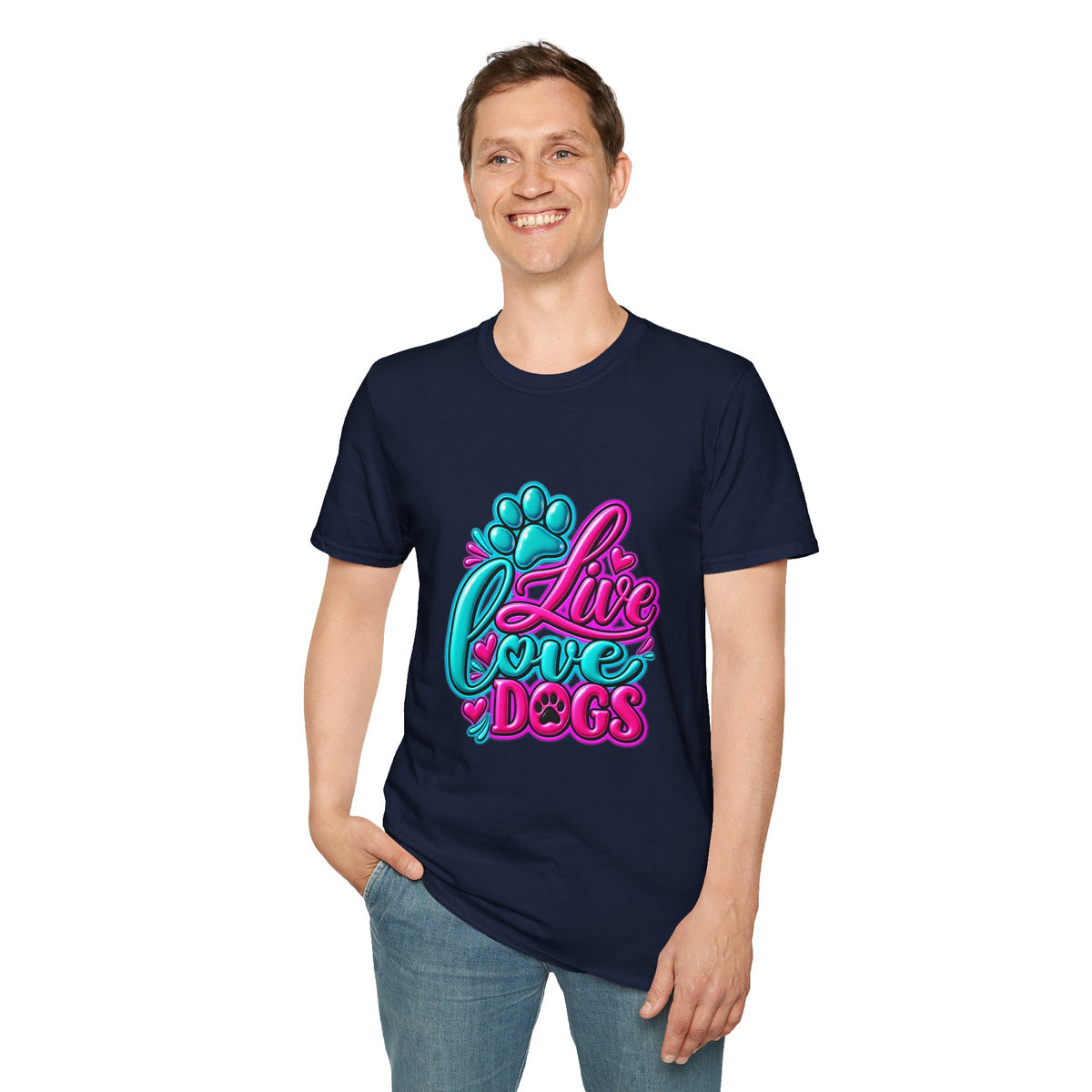 Live Love Dogs Graphic T-Shirt – Cute Paw Print Dog Lover Tee