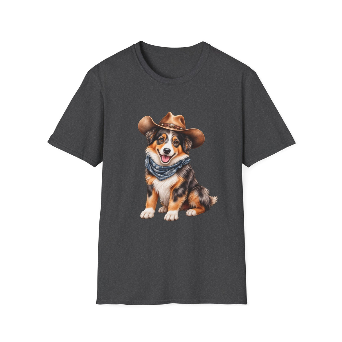 Cowboy Dog T-Shirt — Cute Australian Shepherd in Hat