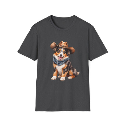 Cowboy Dog T-Shirt — Cute Australian Shepherd in Hat