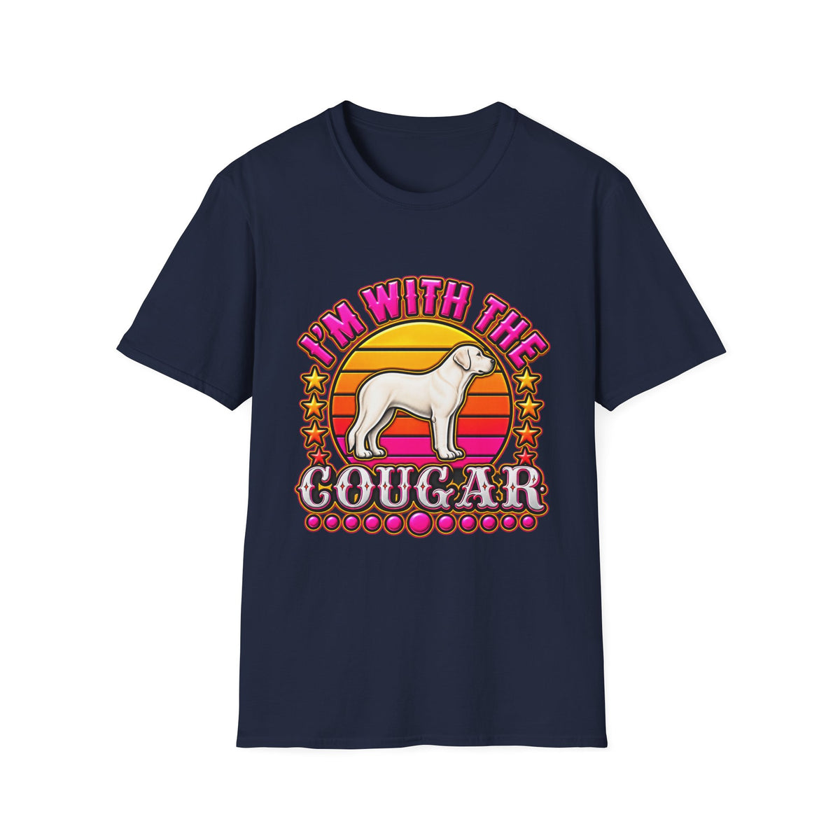 I'm With the Cougar T-Shirt – Retro Sunset Cougar Graphic Tee