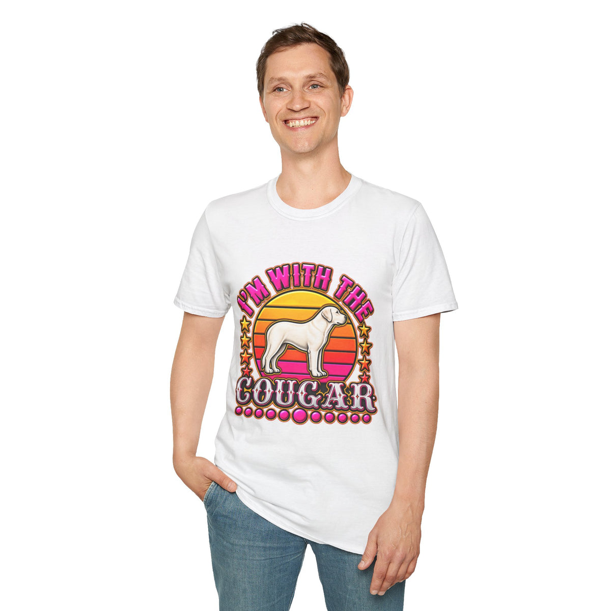 I'm With the Cougar T-Shirt – Retro Sunset Cougar Graphic Tee