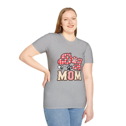 Dog Mom T-Shirt — Red Gingham Paw Graphic Tee