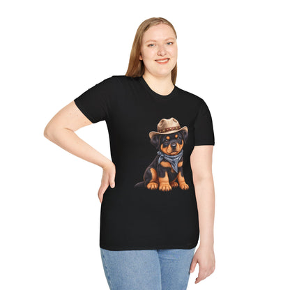 Cowboy Rottweiler T-Shirt Cute Puppy in Cowboy Hat