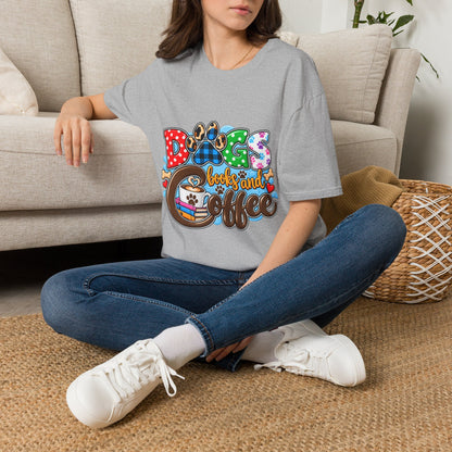Dog Mom T-Shirt — "Dogs, Books and Coffee"