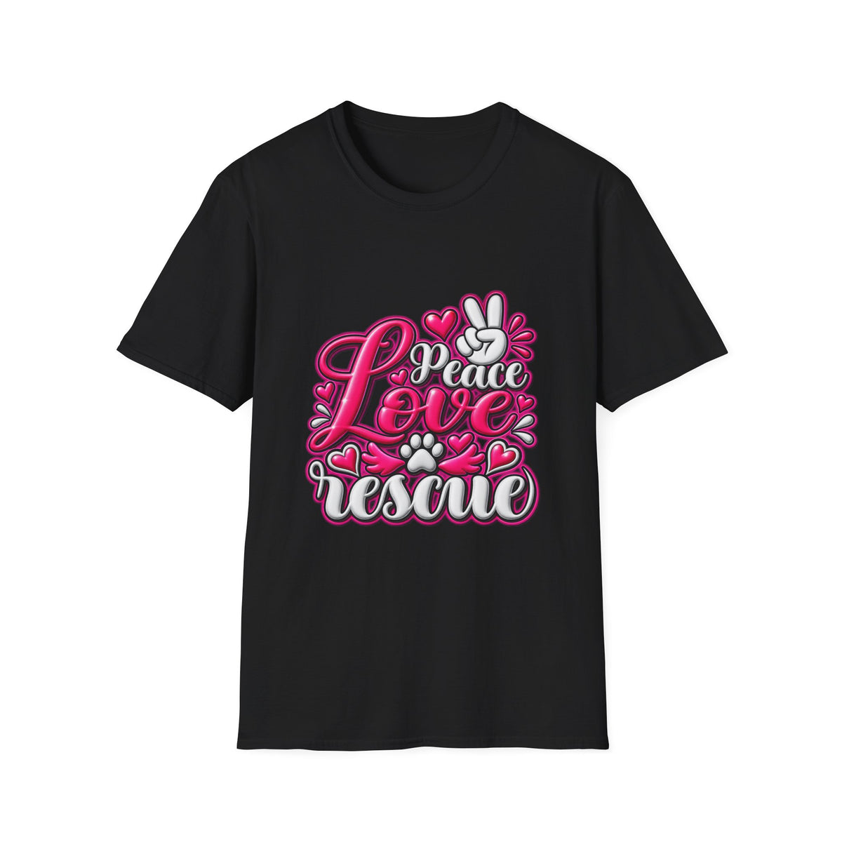 Rescue Love T-Shirt — "Peace Love Rescue" Pet Rescue Animal Advocate Tee