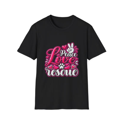 Rescue Love T-Shirt — "Peace Love Rescue" Pet Rescue Animal Advocate Tee