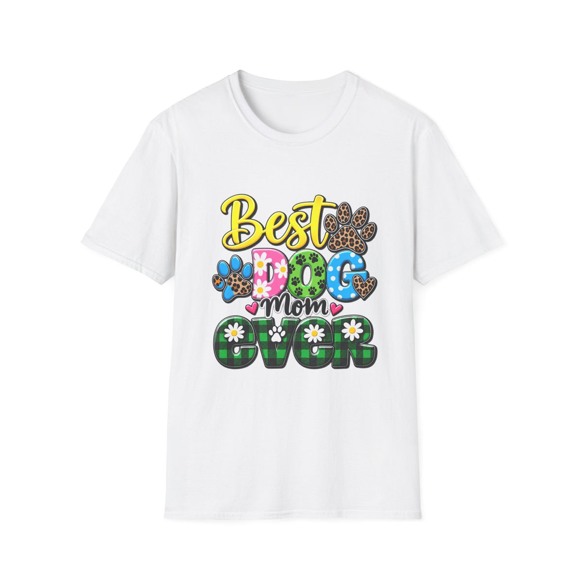 Best Dog Mom Ever T-Shirt — Colorful Paw Print