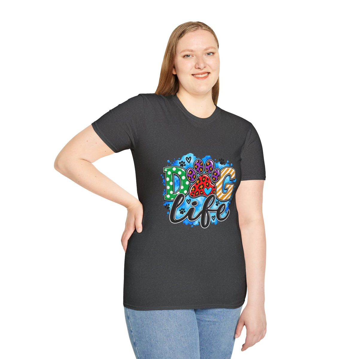 Dog Life T-Shirt — Colorful Paw Print Rescue Lover Tee