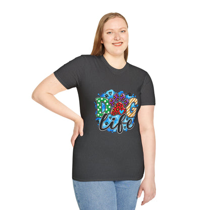 Dog Life T-Shirt — Colorful Paw Print Rescue Lover Tee