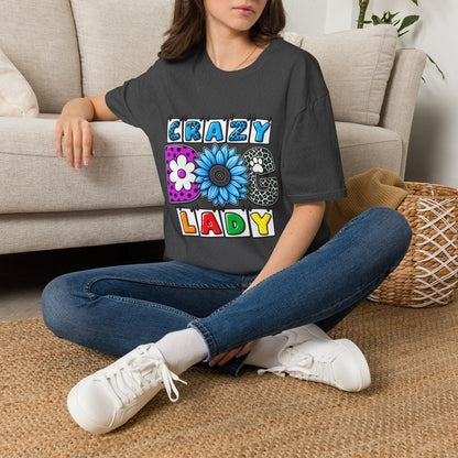Crazy Dog Lady T-Shirt — Colorful Floral Typography