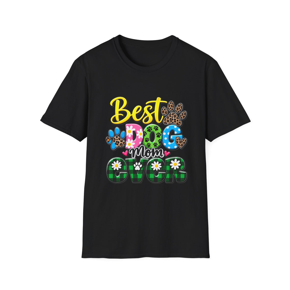 Best Dog Mom Ever T-Shirt — Colorful Paw Print