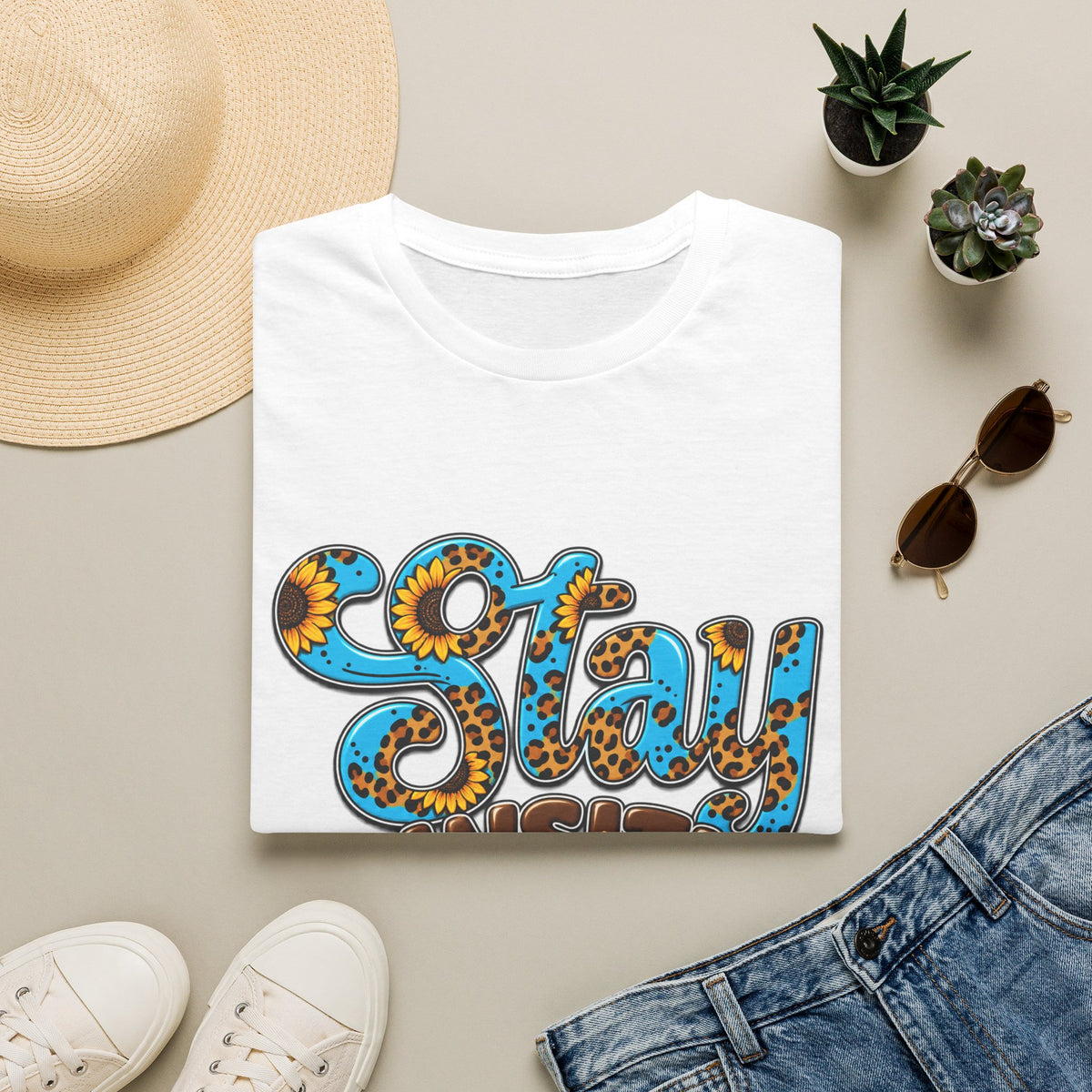 T-Shirt — "Stay Pawsitive" Floral Leopard Dog Graphic Tee