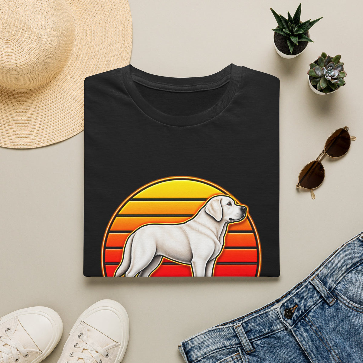 Best Dog Mom Ever T-Shirt – Retro Sunset Labrador Dog Mom Gift