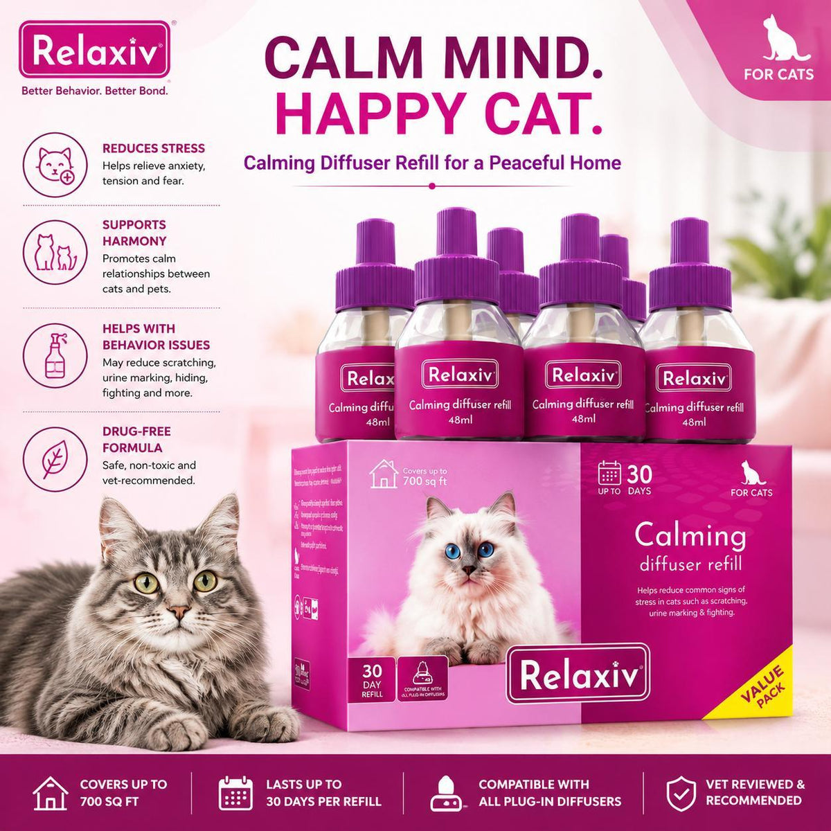 Cat Pheromone Diffuser Refill for Stress & Anxiety