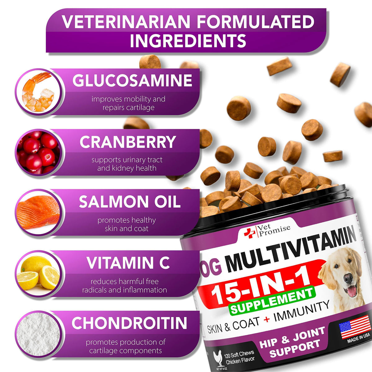 Dog Multivitamin Chews with Glucosamine for Joint Health