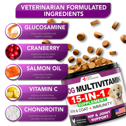 Dog Multivitamin Chews with Glucosamine for Joint Health