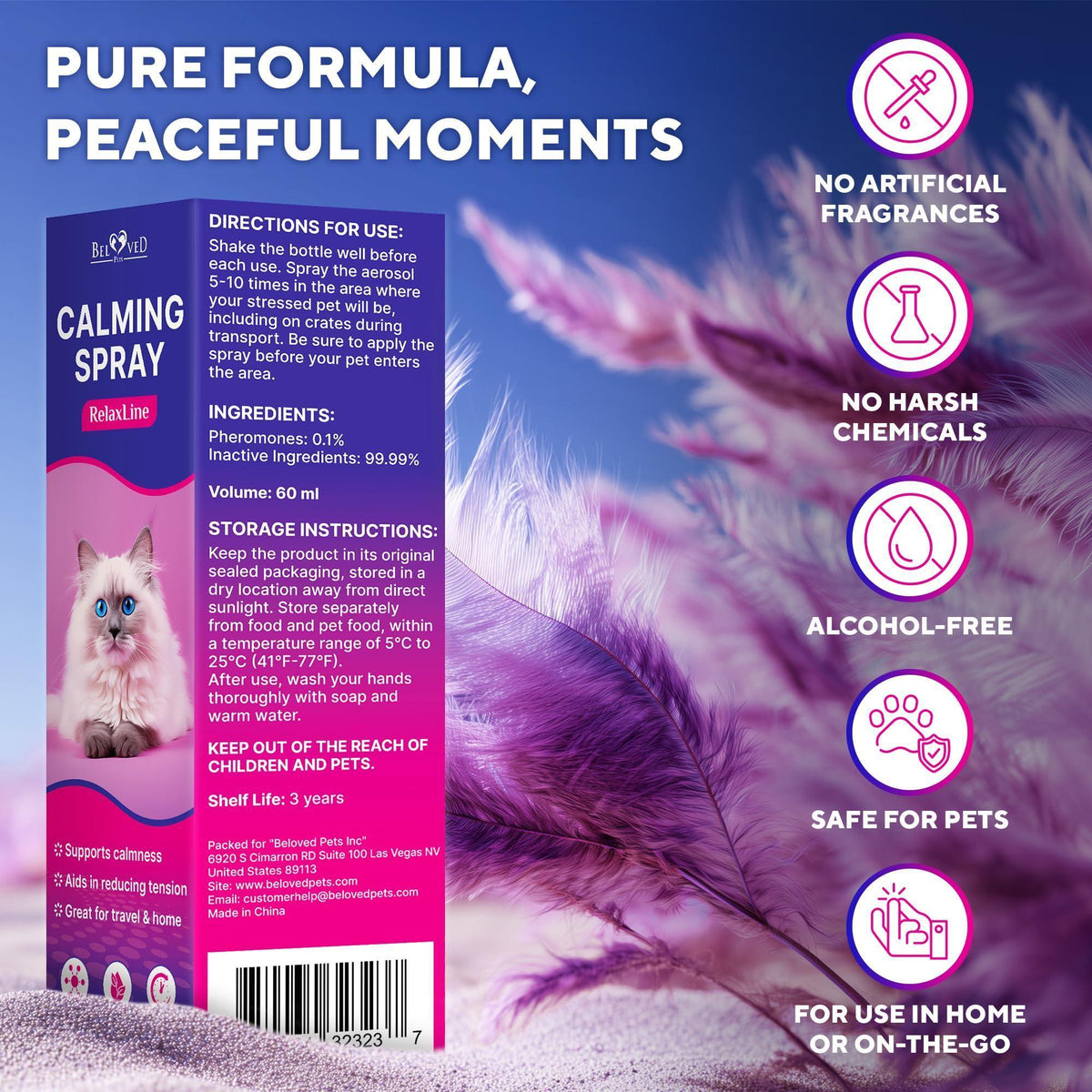 Calming Cat Pheromone Spray for Stress & Scratching