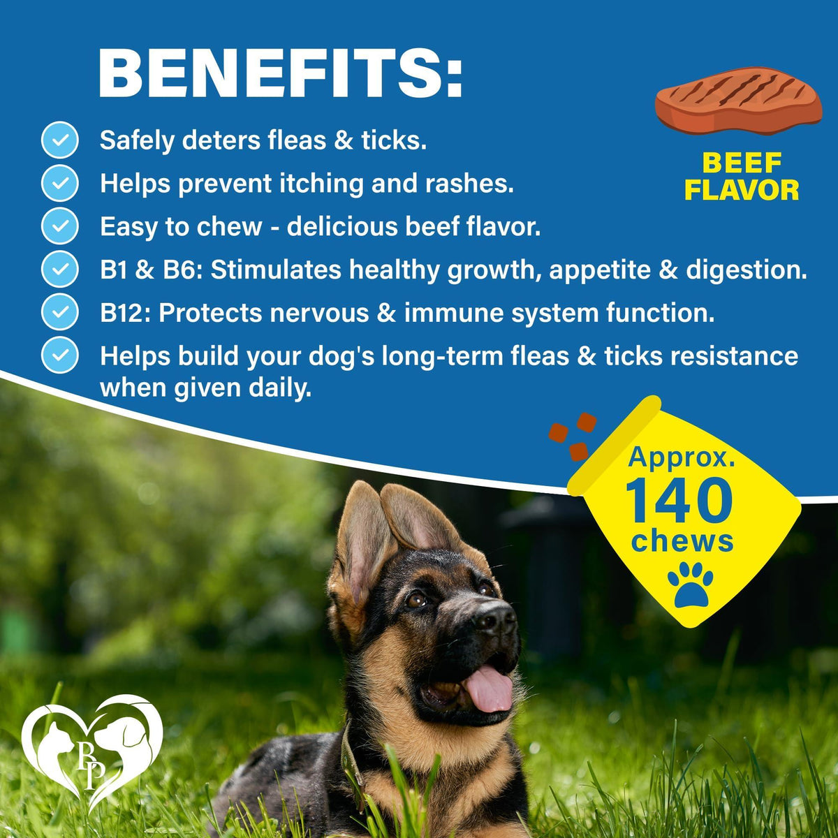Beef Flea & Tick Prevention Chewable Tablets for Pets