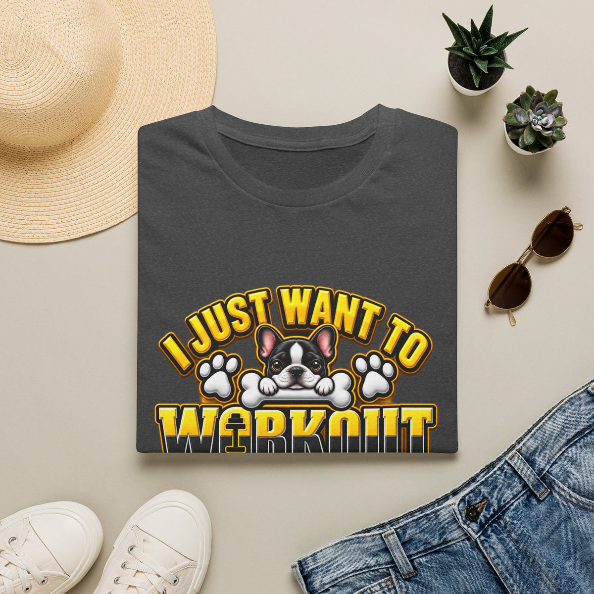 Workout & Hang With My Dog T-Shirt — Funny Dog Lover Fitness Tee