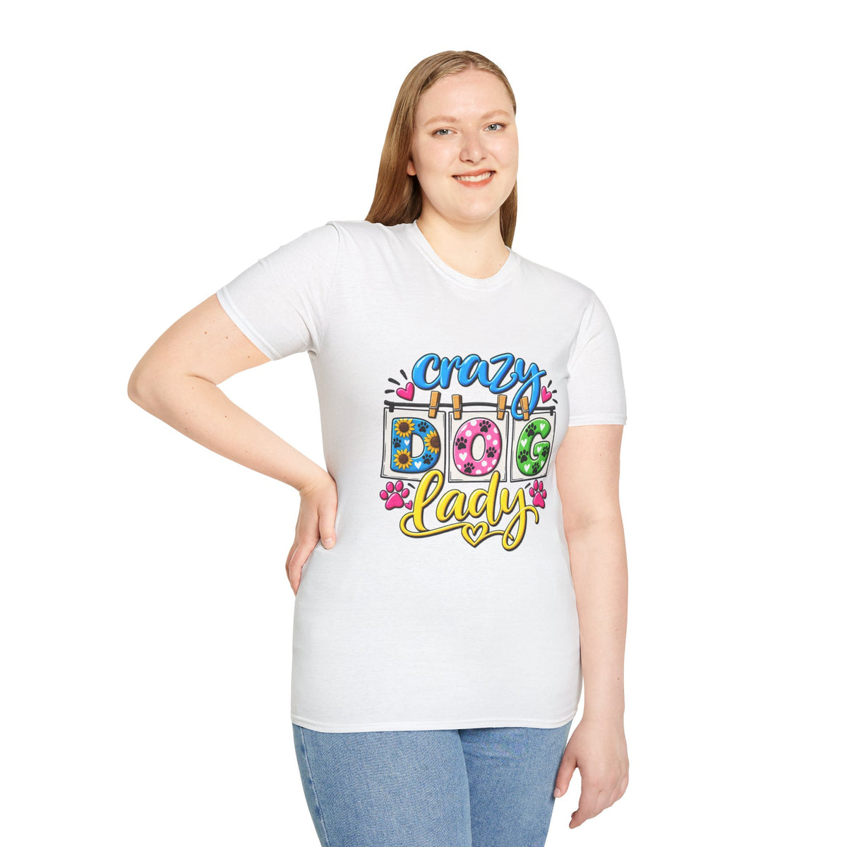 Crazy Dog Lady T-Shirt — Cute Floral & Paw Print Design