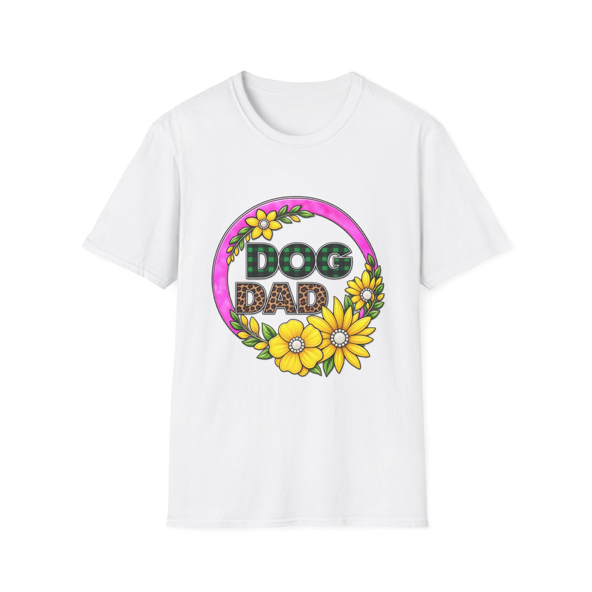 Dog Dad T‑Shirt — Floral Plaid Pet Lover Tee