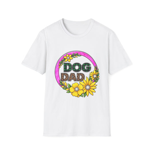 Dog Dad T‑Shirt — Floral Plaid Pet Lover Tee