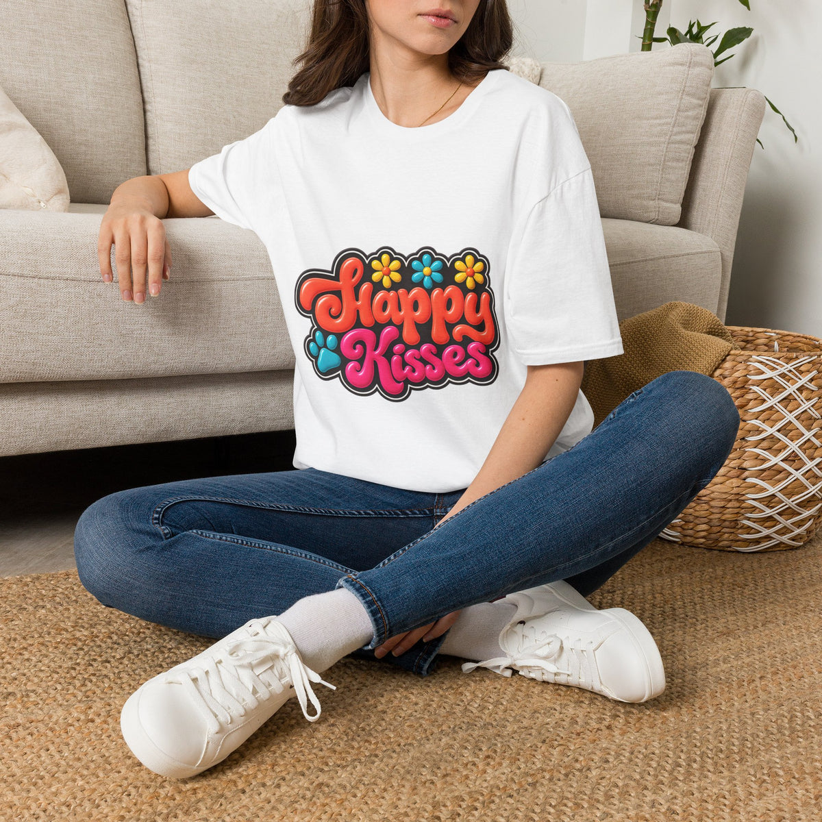 Happy Kisses T-Shirt — Retro Floral Graphic Tee