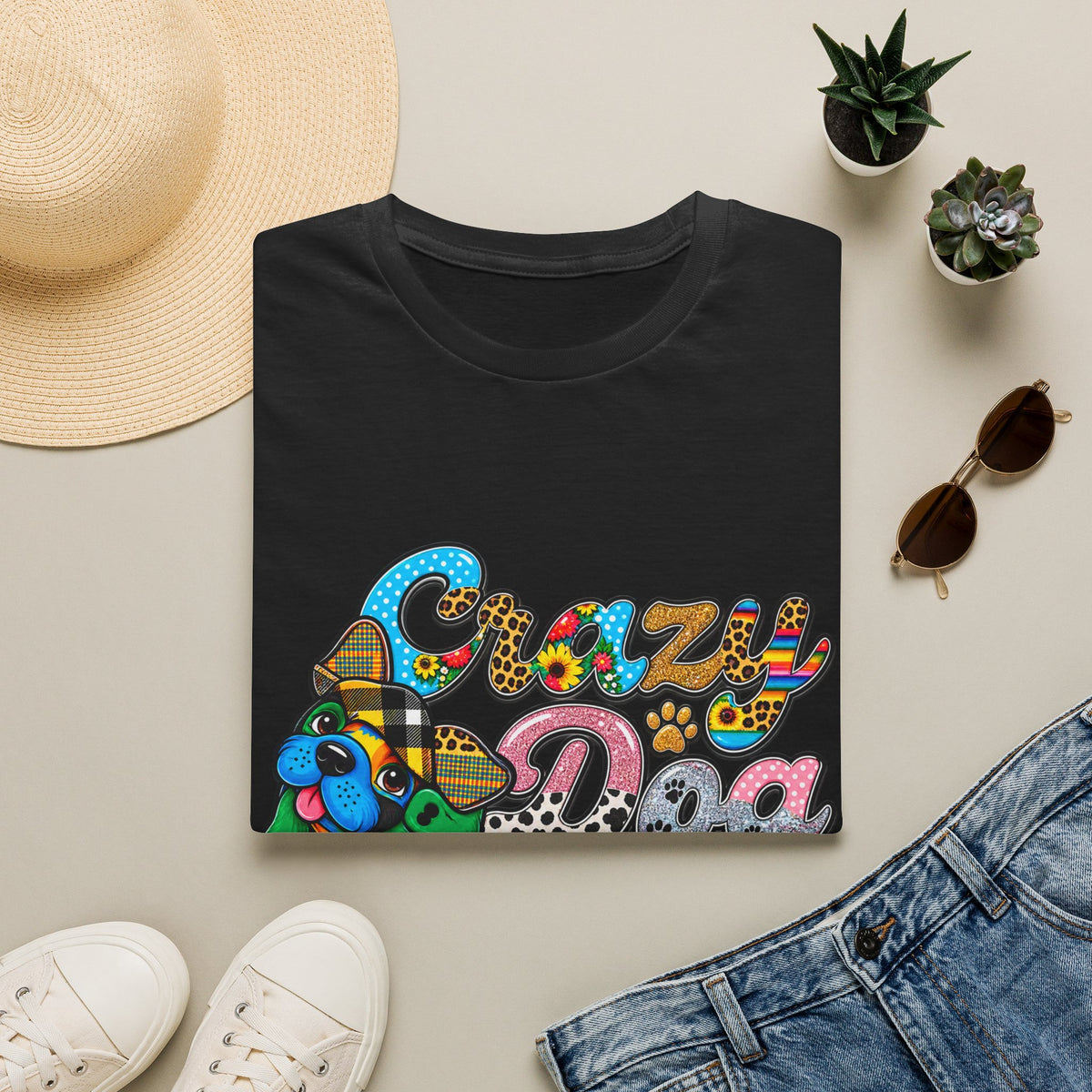Crazy Dog Lady T-Shirt — Colorful Retro Dog Lover Tee