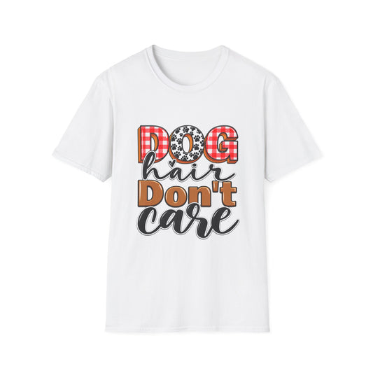 Dog Hair Don't Care T-Shirt — Cute Plaid & Paw Graphic Tee for Dog Lovers