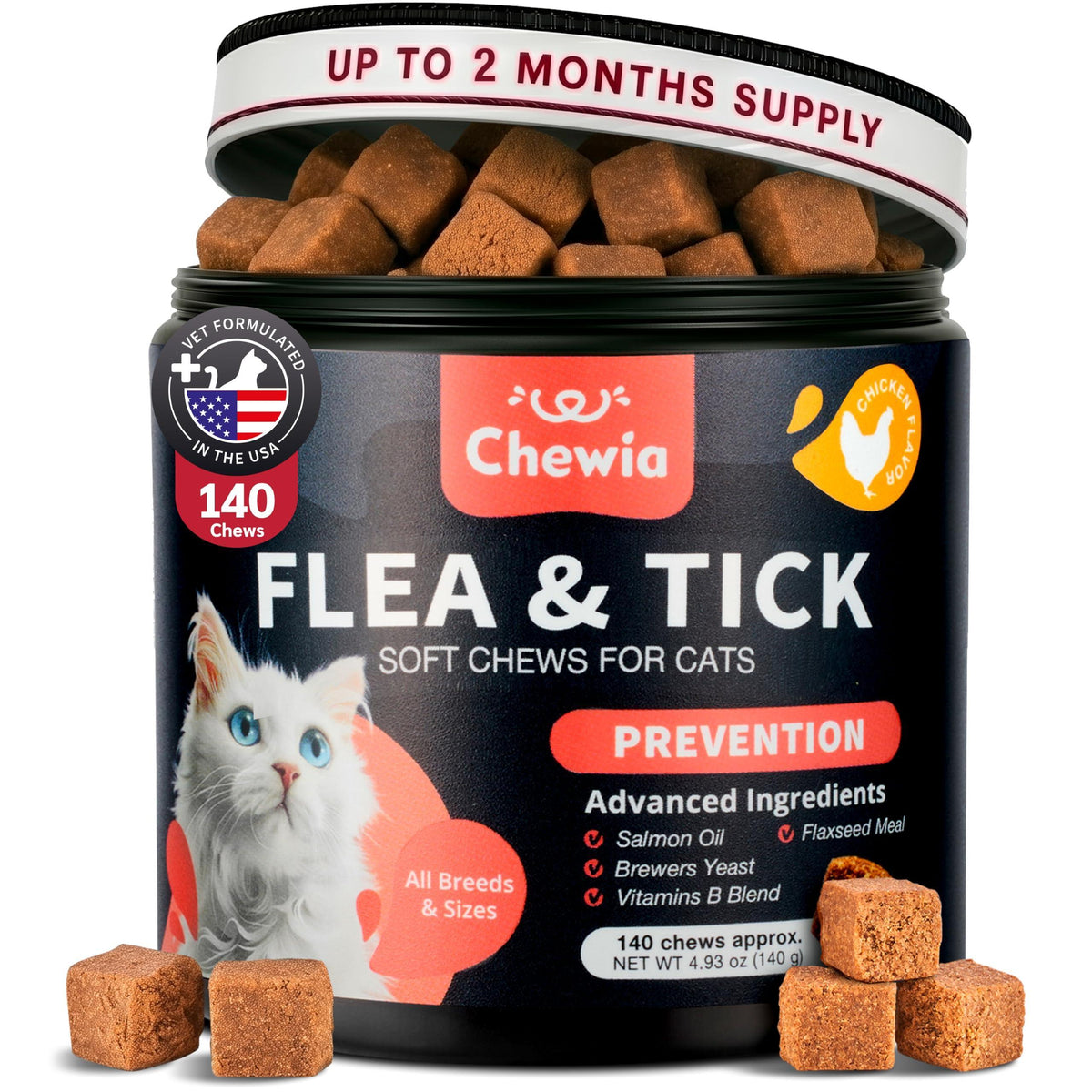 Natural Cat Flea and Tick Supplement Chews