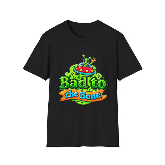 Bad to the Bone Alien T-Shirt — Cute UFO Cartoon Tee