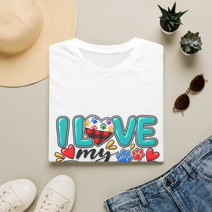 I Love My Dog Colorful Paw Heart T-Shirt