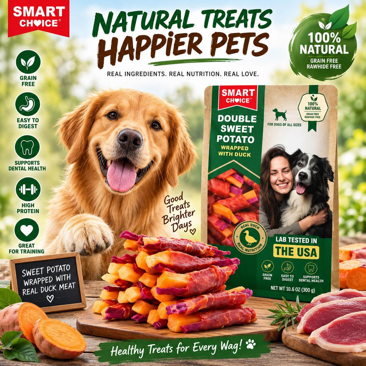 Healthy Sweet Potato Duck Chews for Dogs