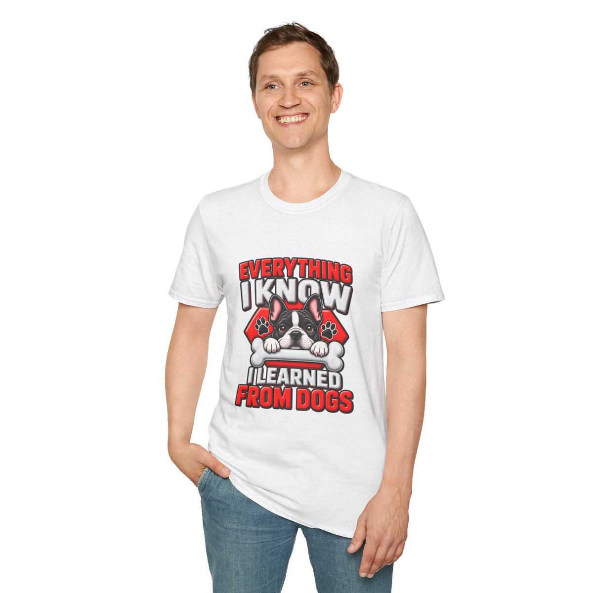 "Everything I Know I Learned From Dogs" Cute Puppy Graphic Tee