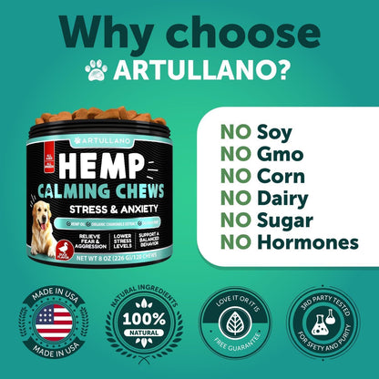 Hemp Calming Chews for Dogs with Turmeric