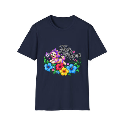 "Fur Mama" Colorful Puppy Floral Graphic Tee