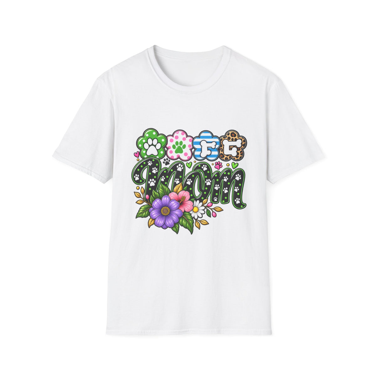 Mom Paw Print Floral T-Shirt  Mother’s Day Pet Lover Tee