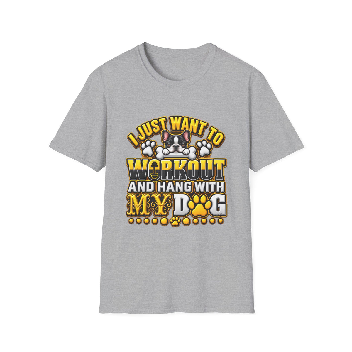 Workout & Hang With My Dog T-Shirt — Funny Dog Lover Fitness Tee