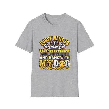 Workout & Hang With My Dog T-Shirt — Funny Dog Lover Fitness Tee