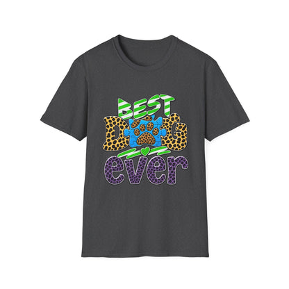 Best Dog Ever T-Shirt — Colorful Leopard & Paw Graphic