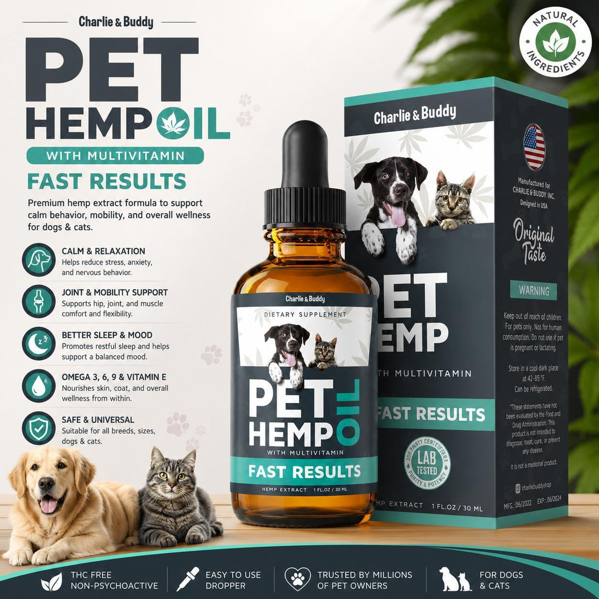 Hemp Oil for Dogs & Cats – Calming Support