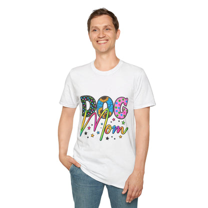 Dog Mom T-Shirt  Colorful Floral & Polka Dot Graphic