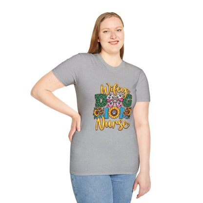 Wifey Dog Mom Nurse T‑Shirt — Floral Leopard Pet Lover Tee