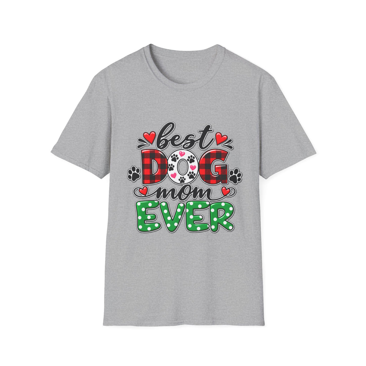 Best Dog Mom Ever T-Shirt — Plaid & Paw Print