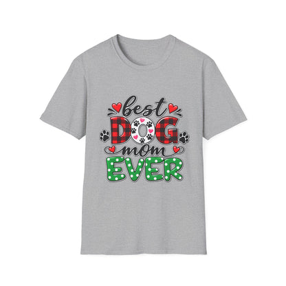 Best Dog Mom Ever T-Shirt — Plaid & Paw Print
