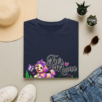 "Fur Mama" Colorful Puppy Floral Graphic Tee