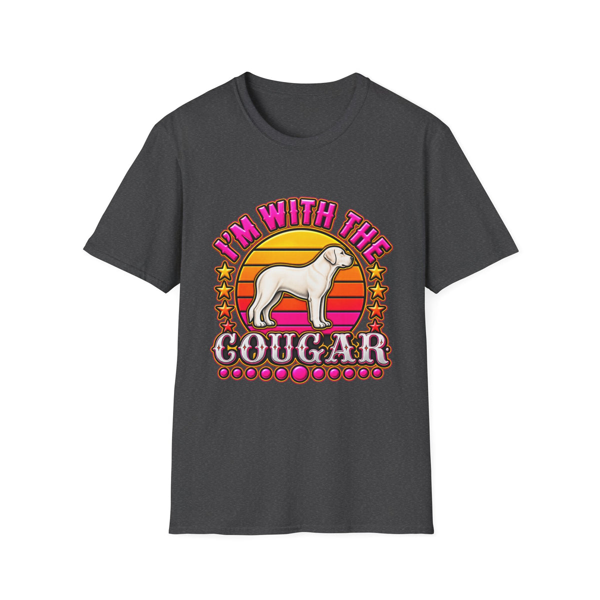 I'm With the Cougar T-Shirt – Retro Sunset Cougar Graphic Tee