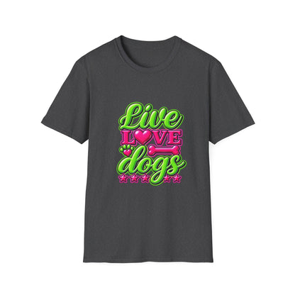 Live Love Dogs T-Shirt — Bright Neon Paw Graphic Tee